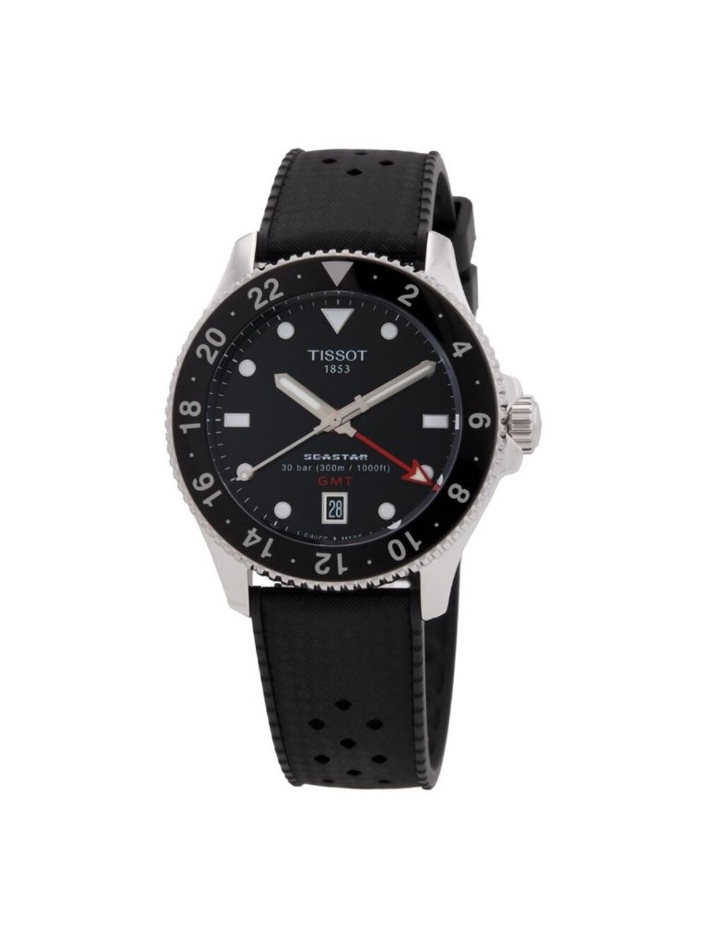 NWT Tissot Seastar 1000 Quartz GMT Black Dial Men's Watch